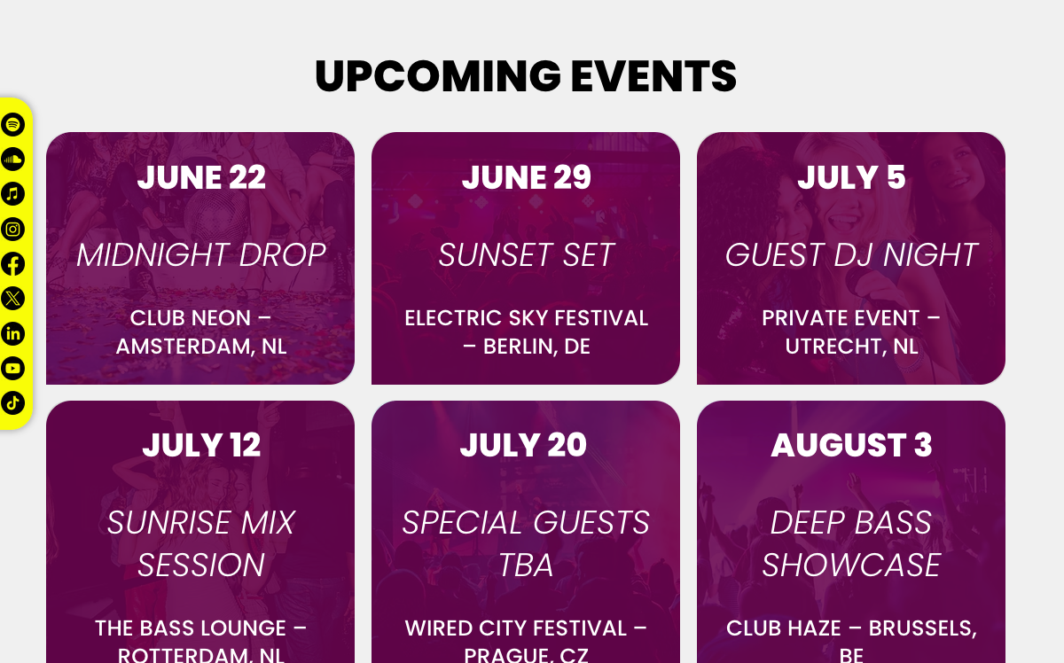 UPCOMING EVENTS