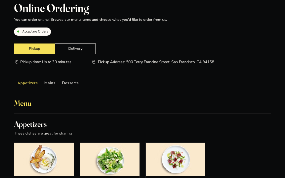 Online Ordering