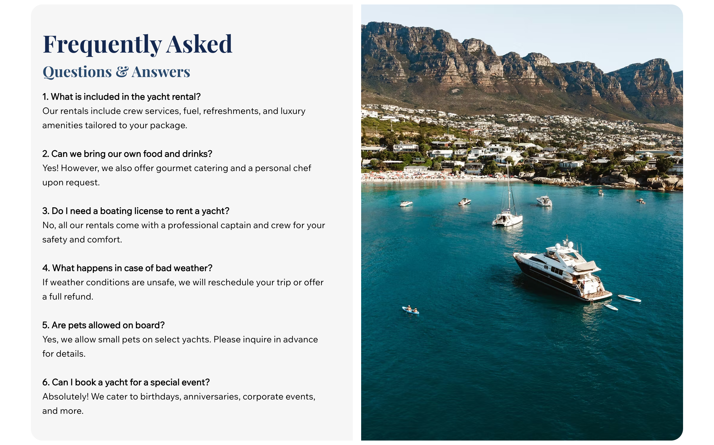 Premium Charters FAQ