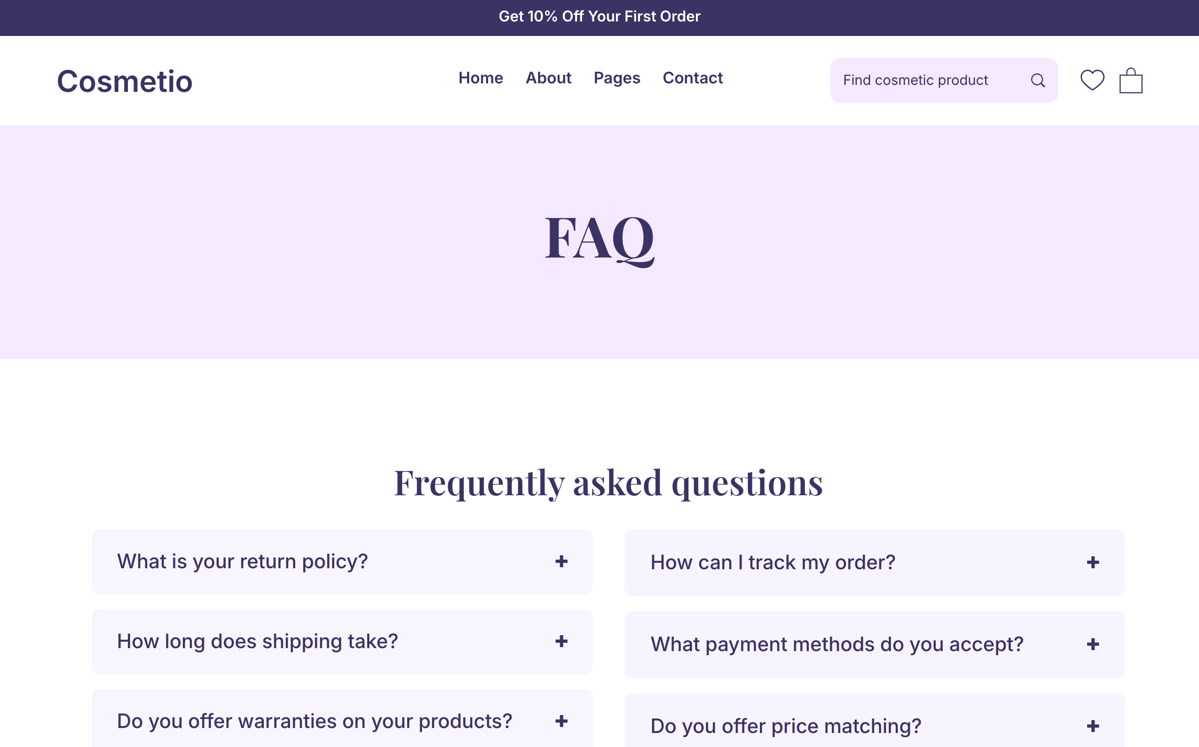 Cosmetio FAQ
