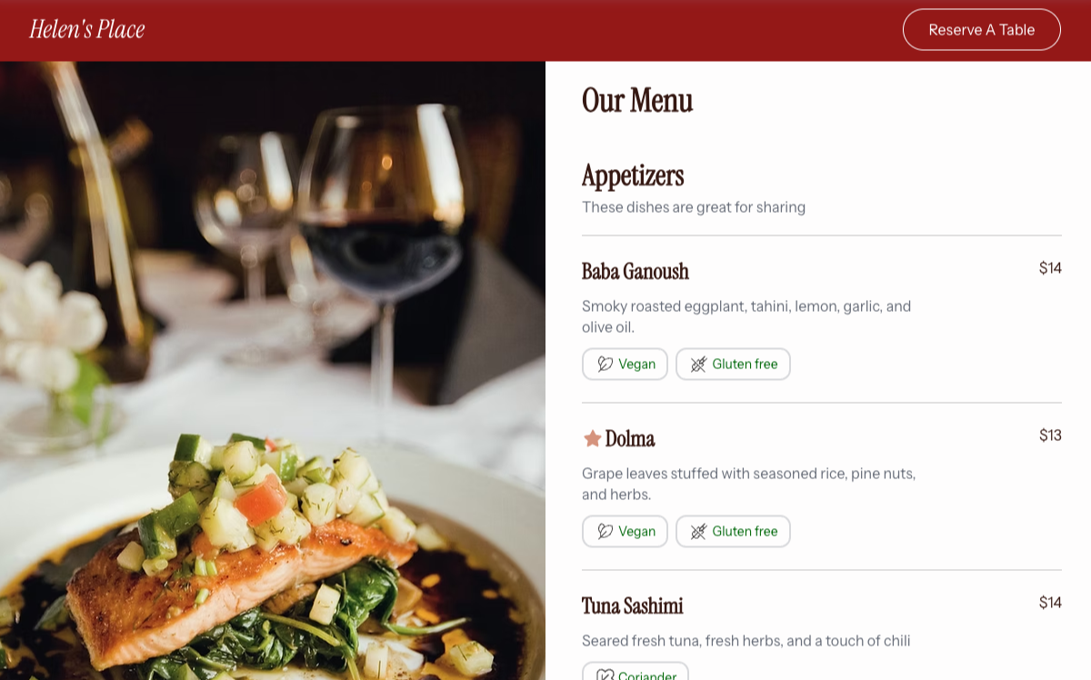 Our Menu