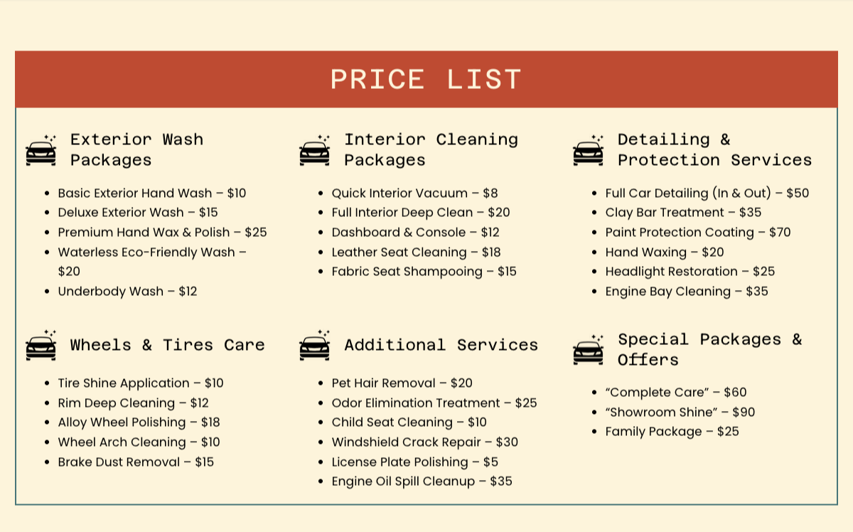 Price List