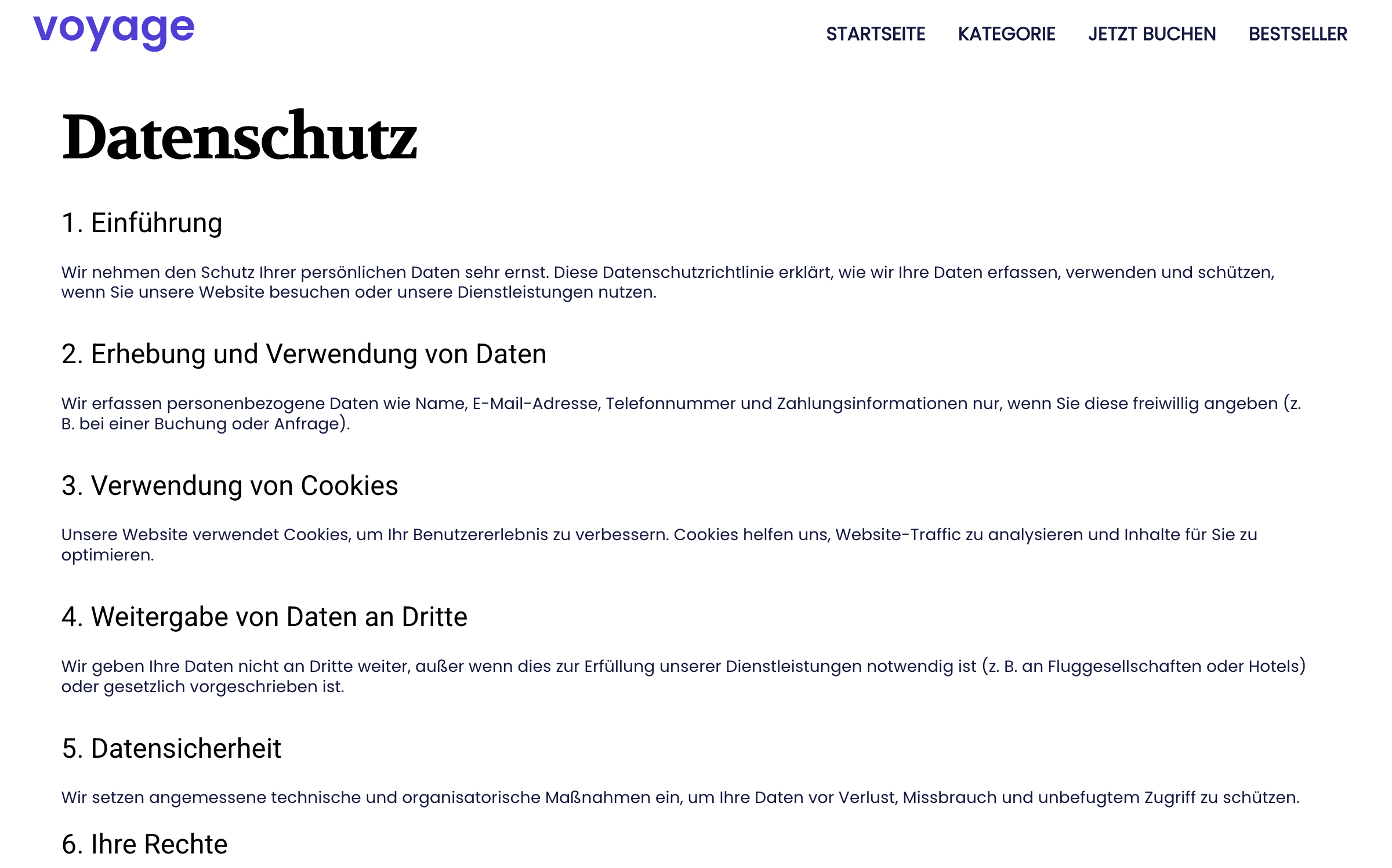 Datenschutz Voyago