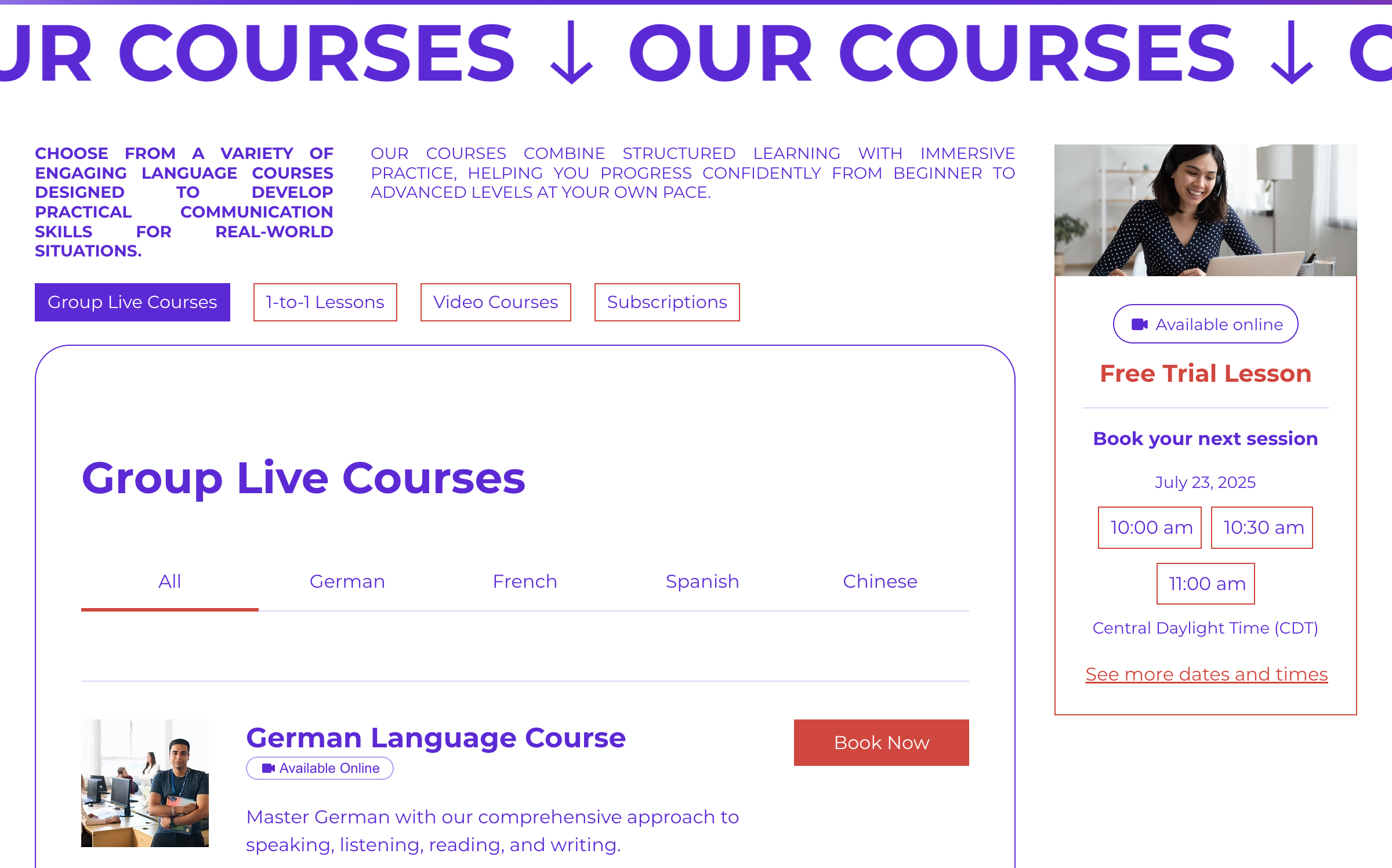Language Courses Hom